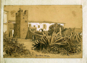 Dibuix - Entrada al monestir de Santa Maria de Pedralbes (Barcelona) -