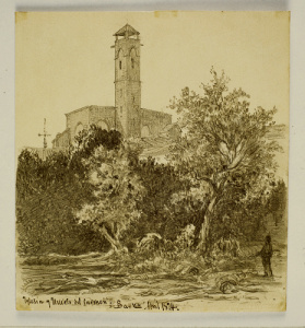 Dibuix - Església i hort del convent del Carme (Barcelona) -