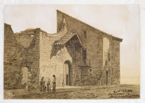 Dibuix - Entrada a l’església del convent de les Caputxines