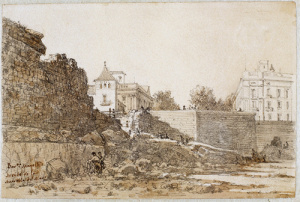 Dibuix - Enderrocament de la muralla de Mar (Barcelona) -