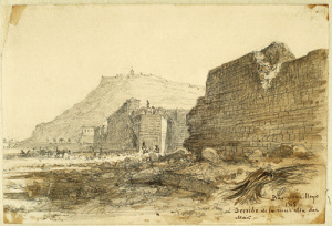 Dibuix - Enderrocament de la muralla de Mar (Barcelona) -
