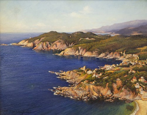 Pintura - Panoràmica de Calella i Llafranc des del far de Sant Sebastià -