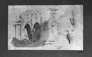 Dibuix - Ruïnes de l’església del convent del Carme (Barcelona) -