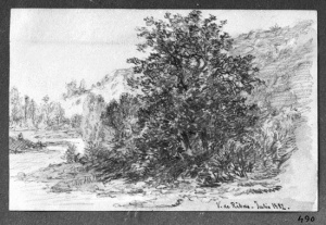 Dibuix - Paisatge de la vall de Ribes -
