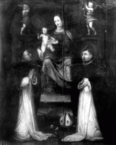 Pintura - La Verge i el Nen adorats per Sant Domènec i Sant Tomàs -