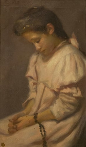Pintura - Retrat de nena pregant -