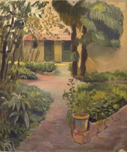 Pintura - Jardí amb casa al fons -