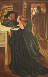 Pintura - Escena amb dona i jove renaixentistes -